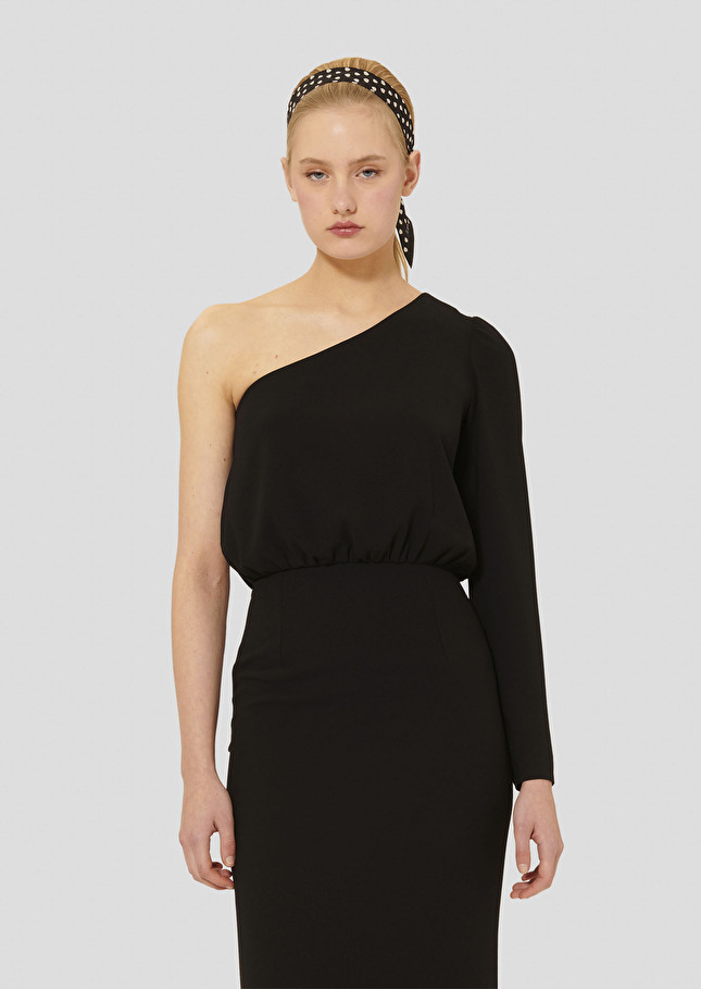 Robe Richie noire en crêpe Noir TARA JARMON
