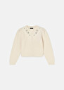 Gilet Gustave écru en laine merinos Cactus, Ecru TARA JARMON