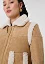 Manteau Muse marron en peau lainée Noisette TARA JARMON