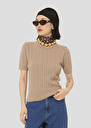 Pull Priyanka marron en laine merinos Amande, Noisette TARA JARMON