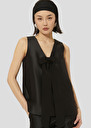 Top Topaze noir en satin duchesse Ecru, Noir TARA JARMON