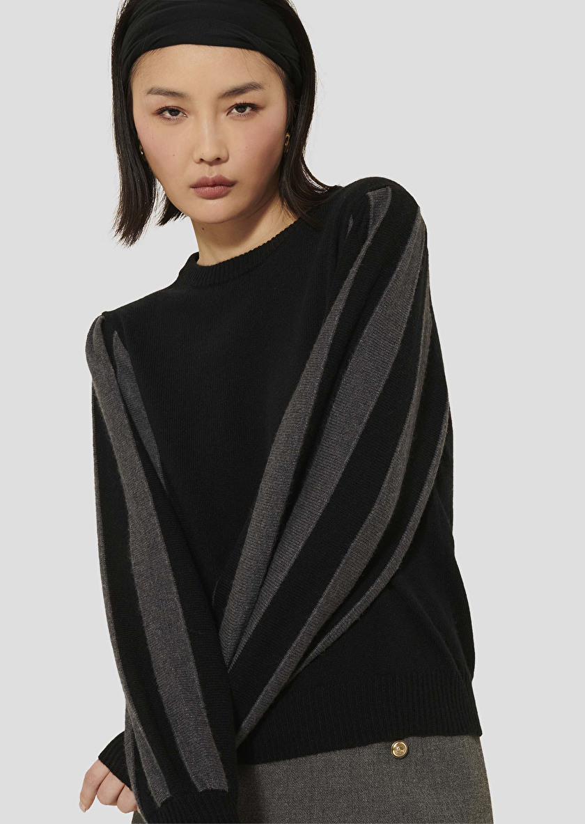 Pull Porthos noir en laine et coton Noir TARA JARMON