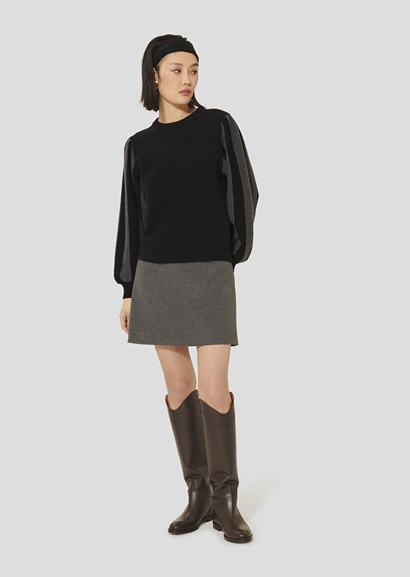 Pull Porthos noir en laine et coton Noir TARA JARMON