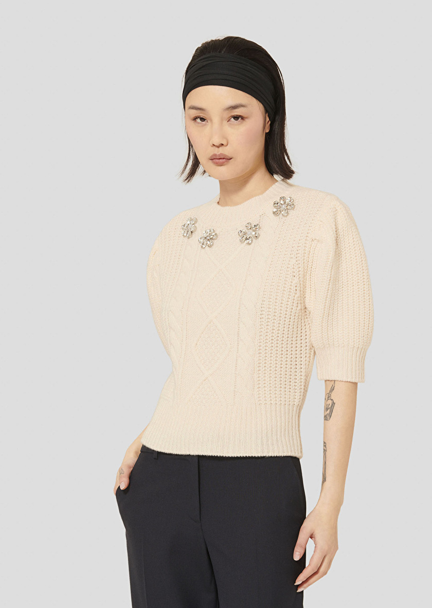 Pull Psyche écru en laine merinos Ecru TARA JARMON