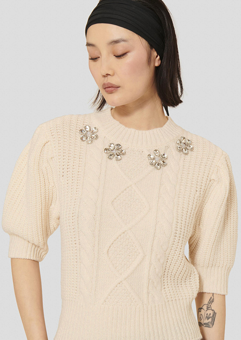 Pull Psyche écru en laine merinos Ecru TARA JARMON