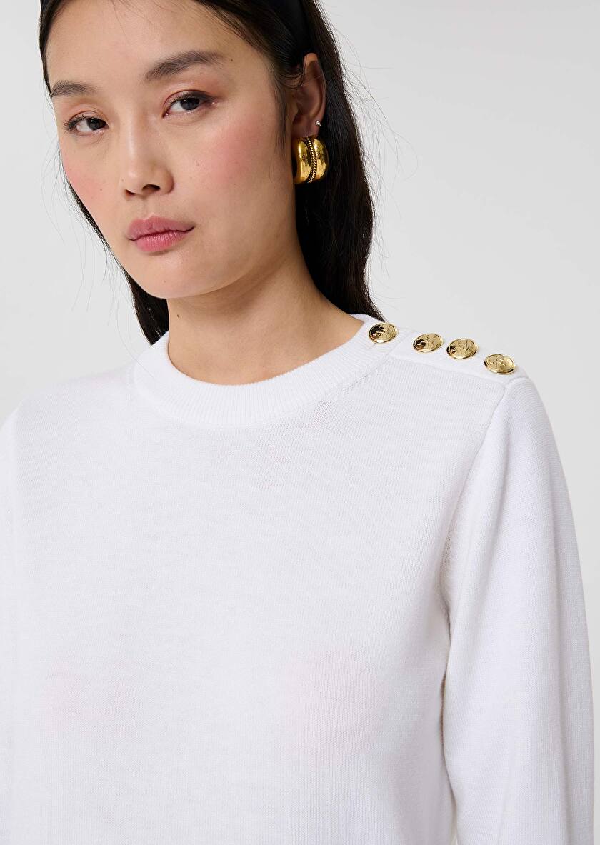 Pull Prunette écru en laine Ecru TARA JARMON