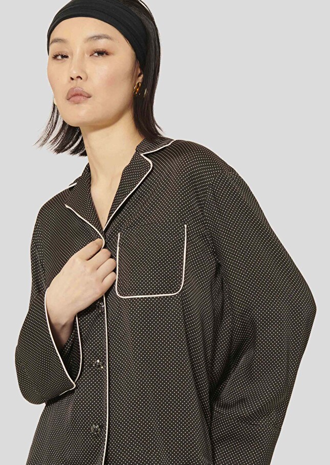 Chemise Calvi noire imprimée à pois Charcoal TARA JARMON