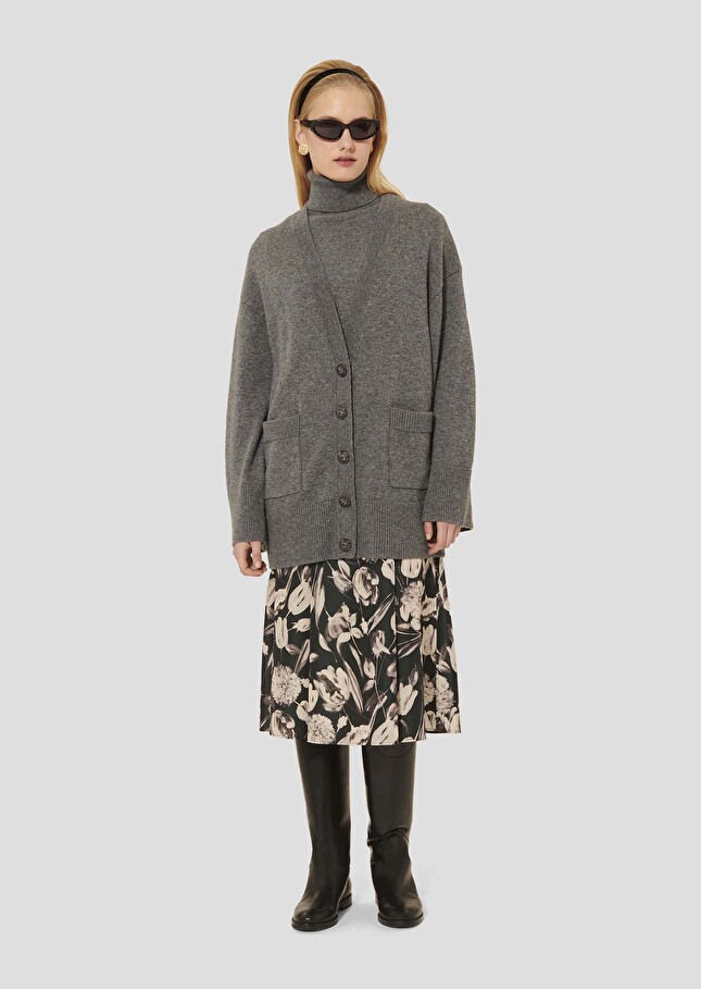 Gilet Ginger gris en laine merinos et alpaga Gris chine TARA JARMON