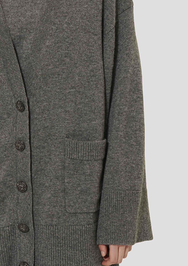 Gilet Ginger gris en laine merinos et alpaga Gris chine TARA JARMON