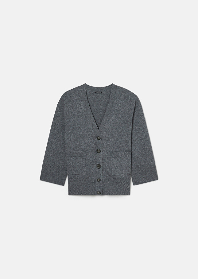Gilet Ginger gris en laine merinos et alpaga Gris chine TARA JARMON