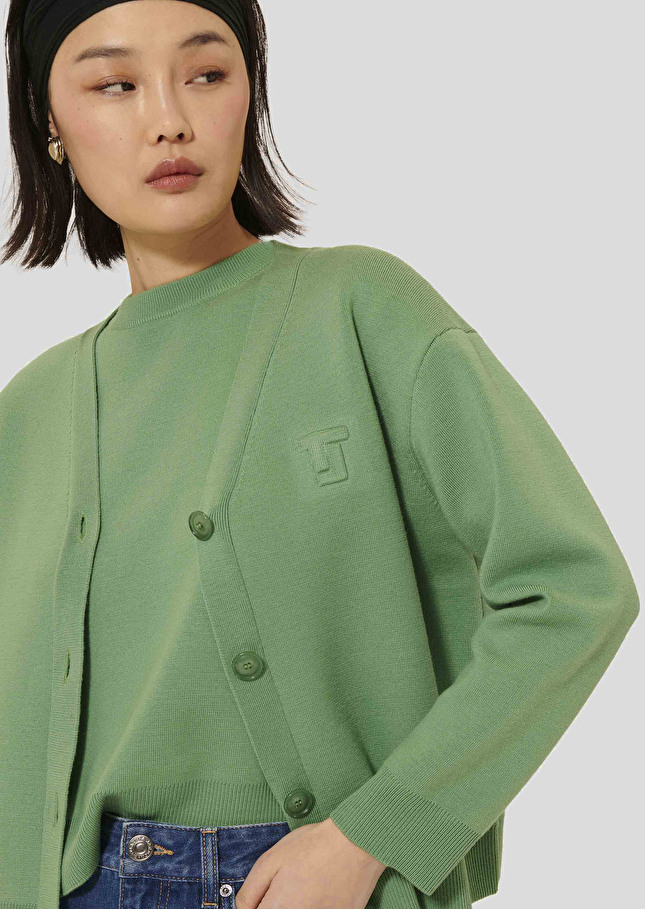 Gilet Gibus vert en laine merinos Amande TARA JARMON