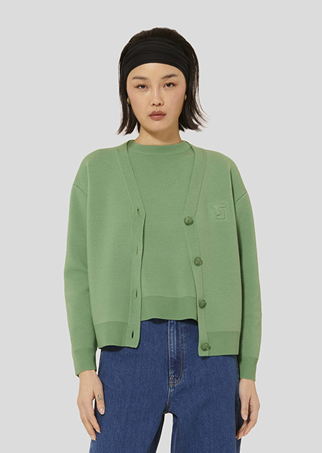 Gilet Gibus vert en laine merinos Amande TARA JARMON