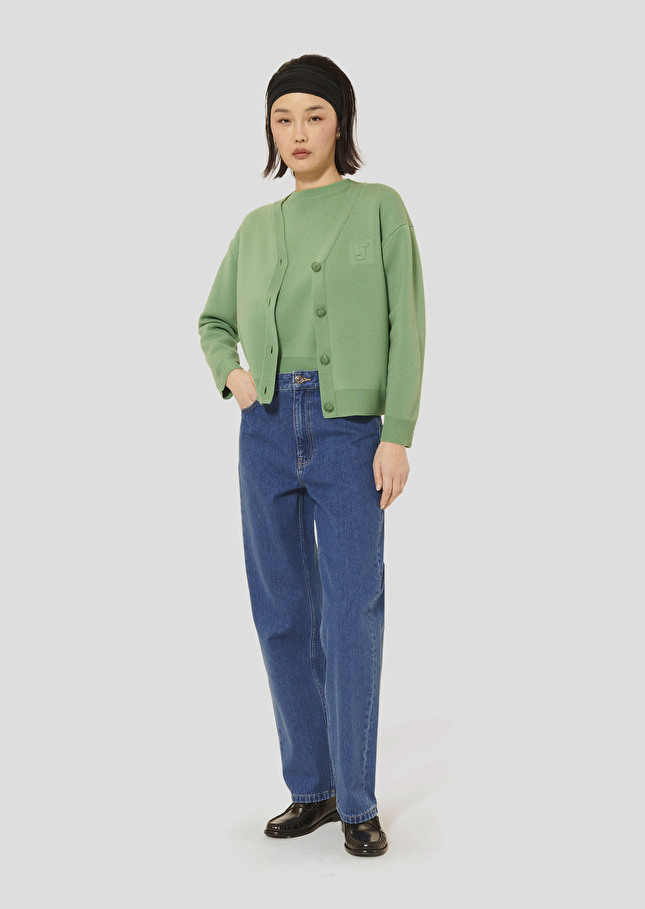 Gilet Gibus vert en laine merinos Amande TARA JARMON