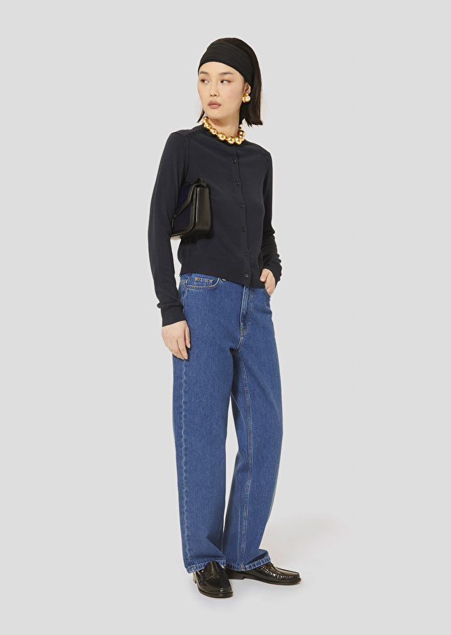 Gilet Ginno bleu nuit en laine merinos extrafine Nuit TARA JARMON