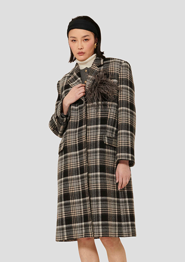 Manteau Marcel gris en tartan Gris TARA JARMON