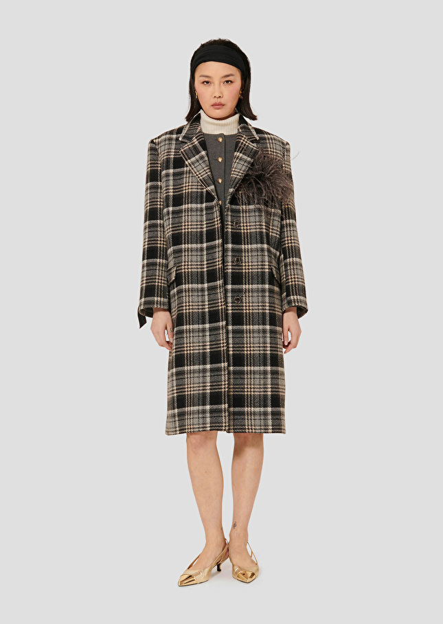Manteau Marcel gris en tartan Gris TARA JARMON