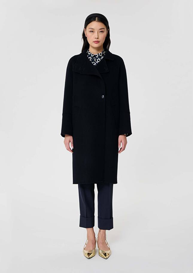 Manteau Mafalda bleu nuit en laine double face Nuit TARA JARMON