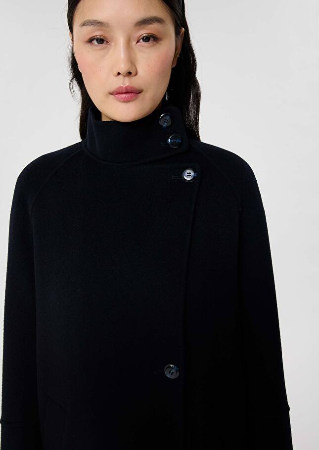 Manteau Mafalda bleu nuit en laine double face Nuit TARA JARMON
