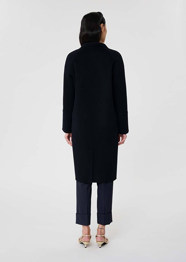 Manteau Mafalda bleu nuit en laine double face Nuit TARA JARMON