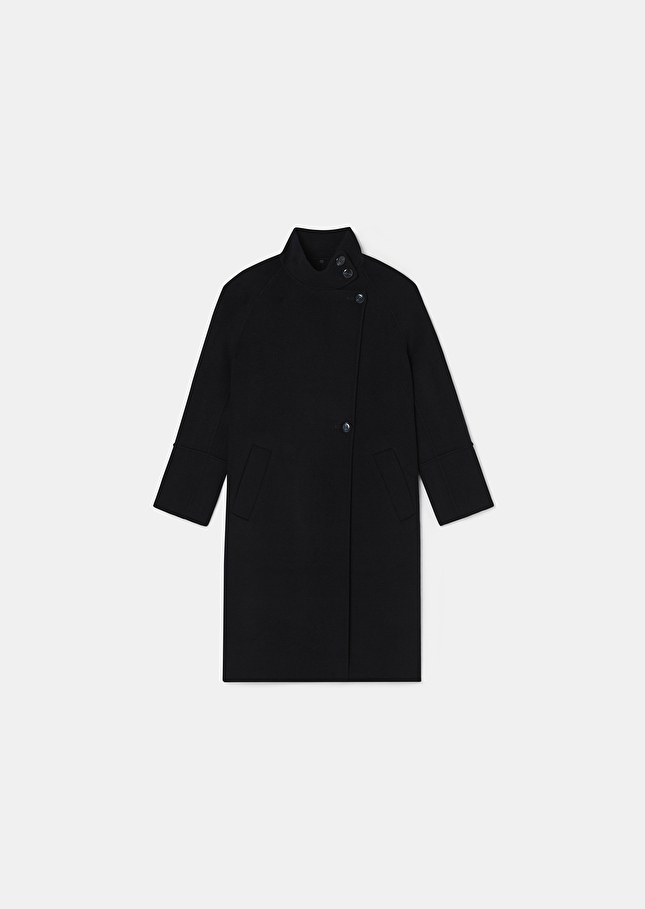 Manteau Mafalda bleu nuit en laine double face Nuit TARA JARMON