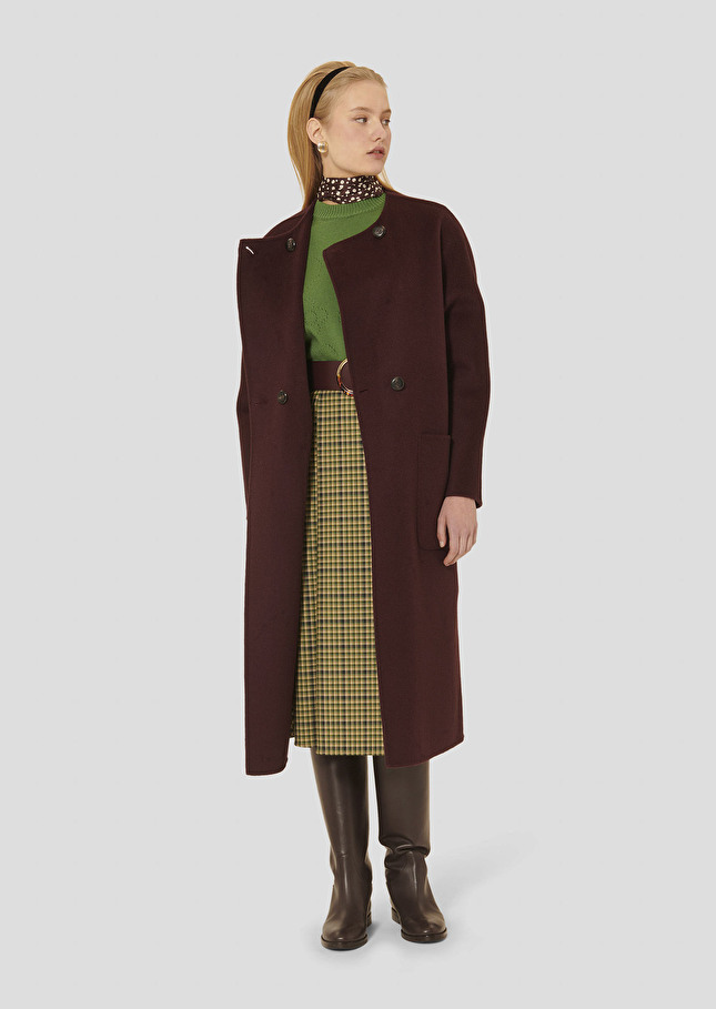 Manteau Mara bordeaux en laine double face