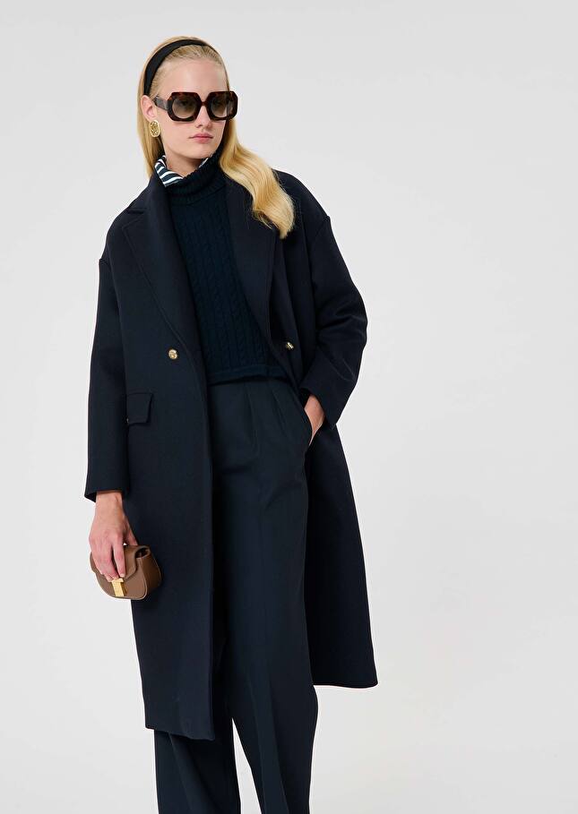 Manteau Milo bleu nuit en laine Nuit TARA JARMON