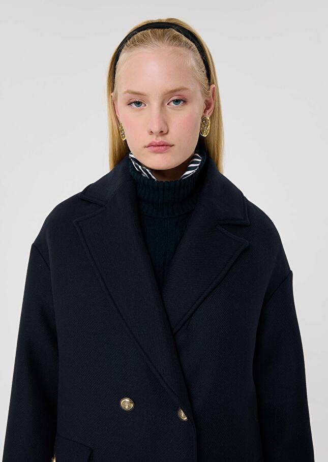 Manteau Milo bleu nuit en laine Nuit TARA JARMON