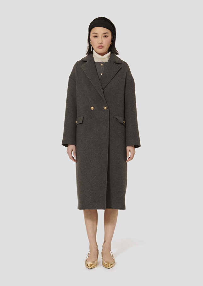 Manteau Milo gris en drap caban Gris chine TARA JARMON