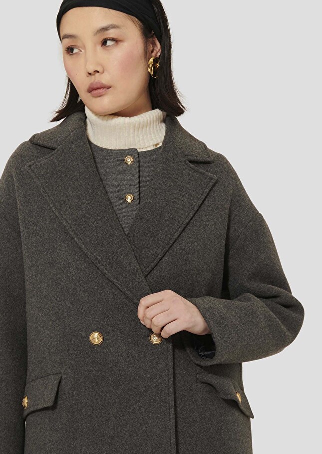 Manteau Milo gris en drap caban Gris chine TARA JARMON