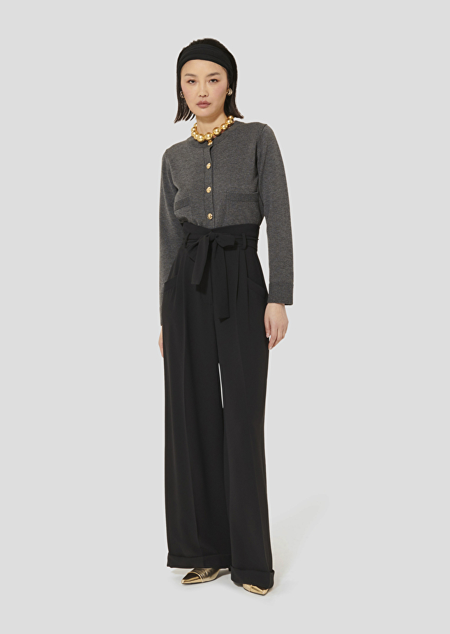 Pantalon Pia noir en crêpe Charcoal TARA JARMON