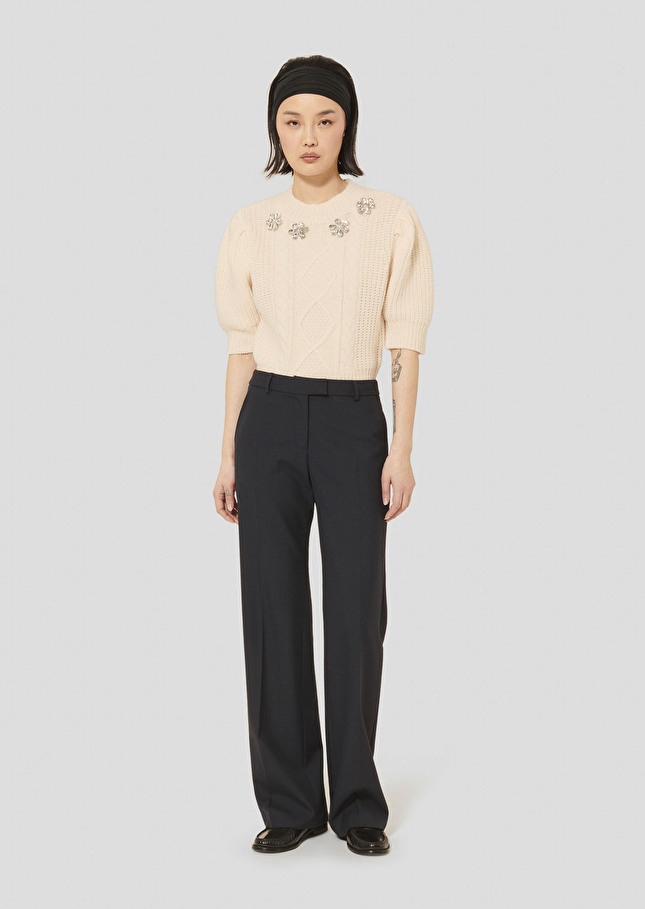 Pantalon Primero bleu nuit en flanelle Nuit TARA JARMON