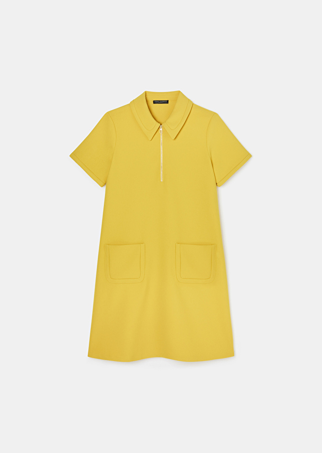 Robe Rubina jaune en toile double Jaune citron TARA JARMON