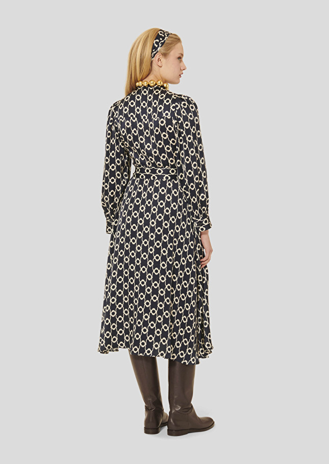 Robe Rivoltina bleu nuit à fleurs écrues Nuit TARA JARMON