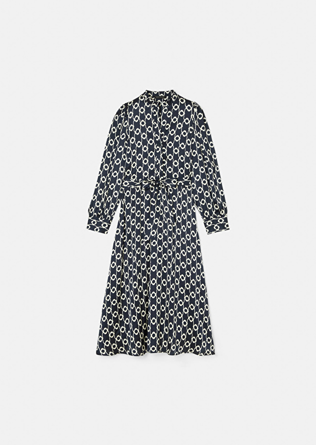 Robe Rivoltina bleu nuit à fleurs écrues Nuit TARA JARMON