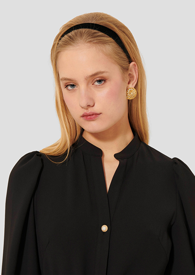 Robe Rivoltina noire en crêpe Charcoal TARA JARMON