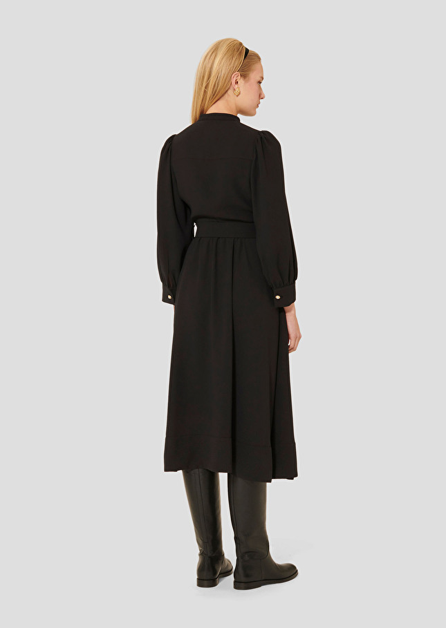 Robe Rivoltina noire en crêpe Charcoal TARA JARMON