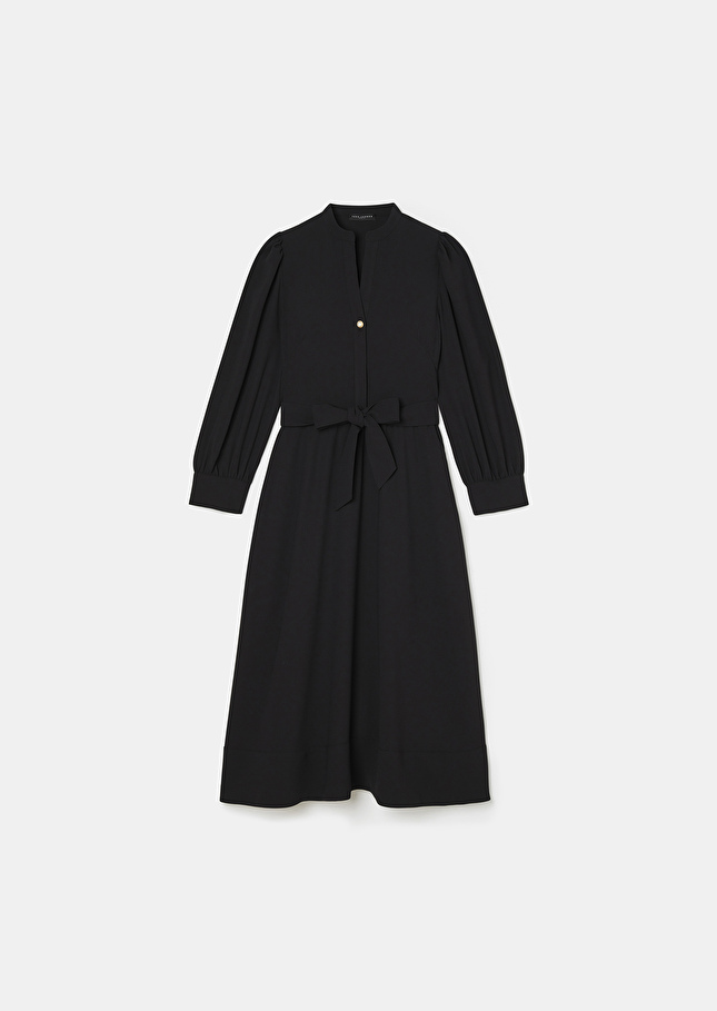 Robe Rivoltina noire en crêpe Charcoal TARA JARMON