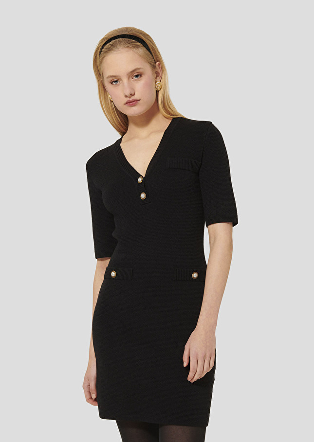 Robe Ruthie noire en maile Charcoal TARA JARMON