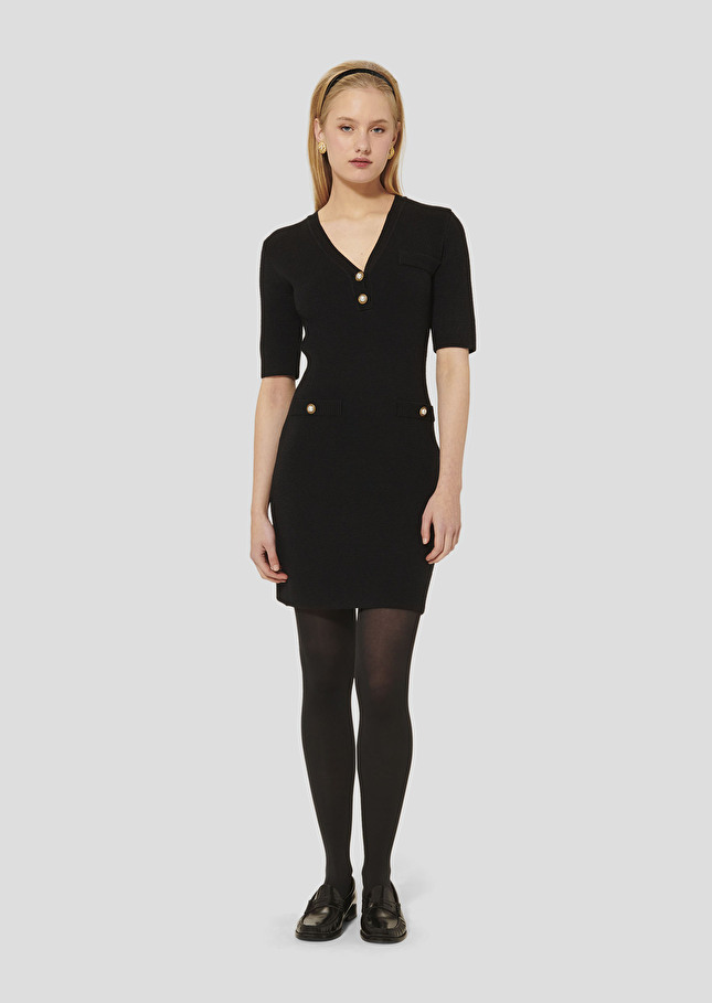 Robe Ruthie noire en maile Charcoal TARA JARMON