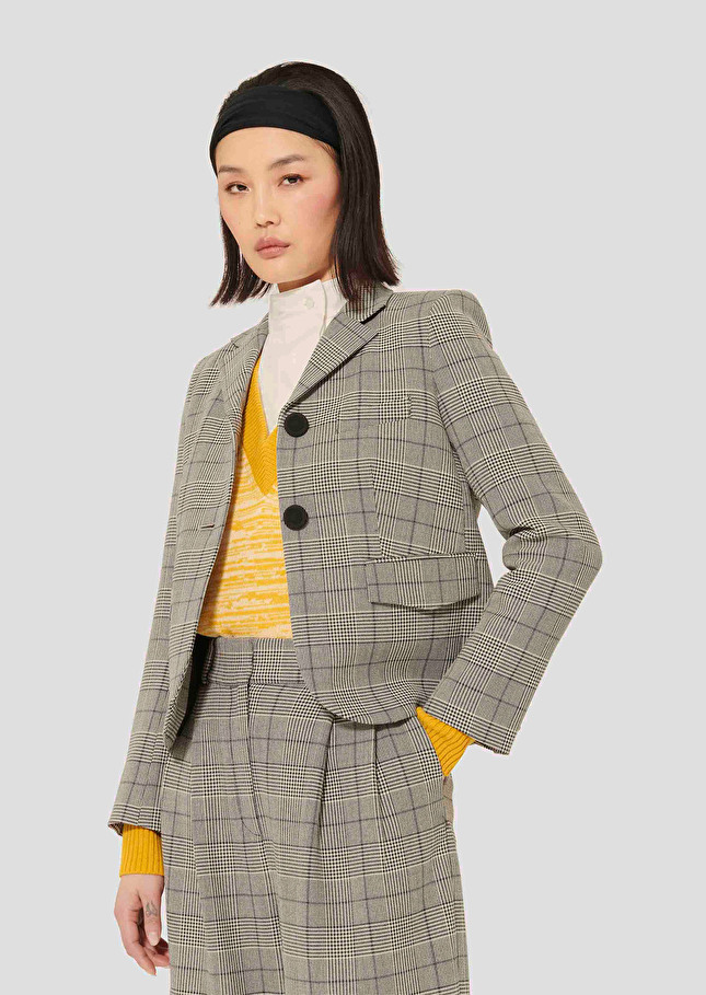 Veste Valensola grise à motif prince-de-galles Charcoal TARA JARMON