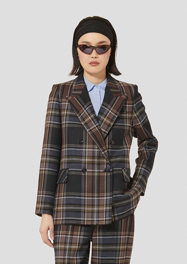 Veste Valson bleu nuit en tartan