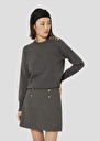 Pull Prunette gris en laine Ecru, Gris chine, Noir TARA JARMON
