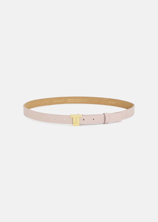 Ceinture 8 Bis mini rose en cuir lisse Vieux rose TARA JARMON