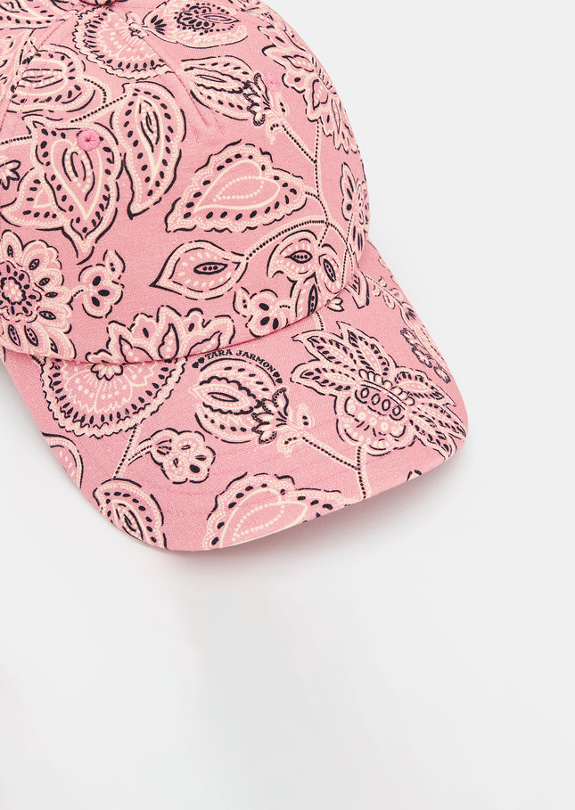 Casquette Carole rose imprimé bandana Bois de rose TARA JARMON