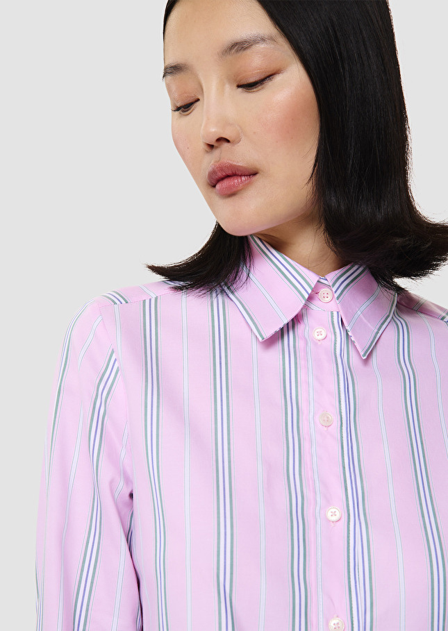 Chemise Charlot rose à rayures en popeline Blush TARA JARMON