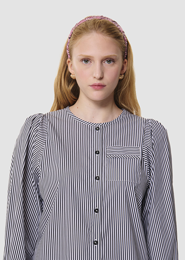 Chemise Candeur grise à rayures en popeline Charcoal TARA JARMON