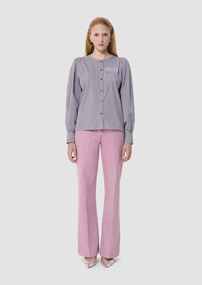 Chemise Candeur grise à rayures en popeline Charcoal TARA JARMON