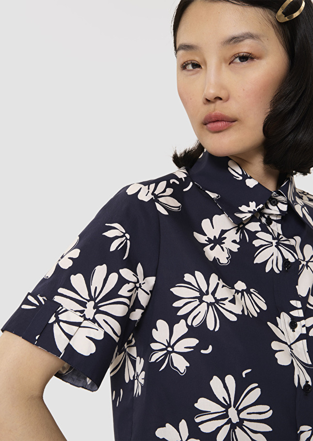 Chemise Charles bleu nuit imprimée fleuri