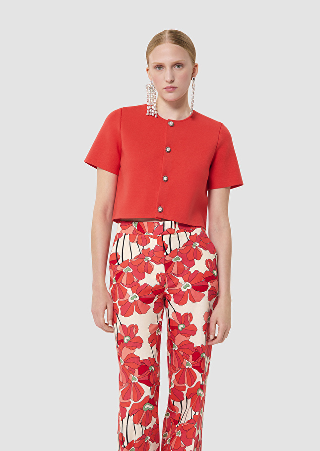 Gilet Glitter rouge en maille Coquelicot TARA JARMON