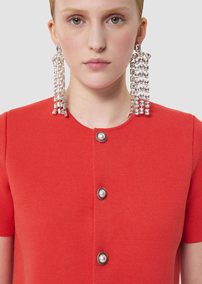 Gilet Glitter rouge en maille Coquelicot TARA JARMON